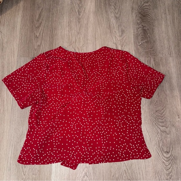 Red Polka Dot Tie-Front Top - Picture 3 of 3